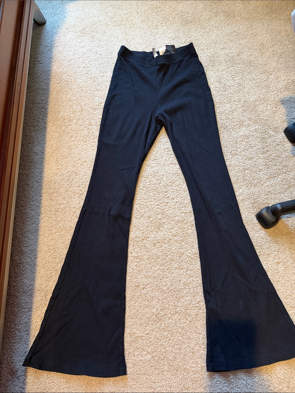 H&M Black Ribbed Flare Pants
